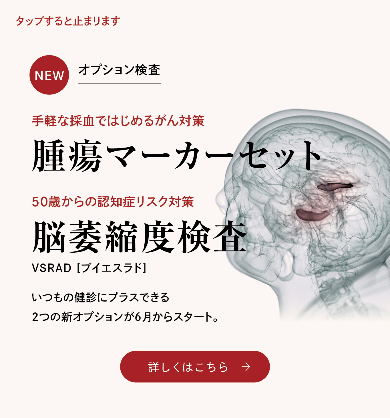 腫瘍マーカーセット・脳萎縮度検査